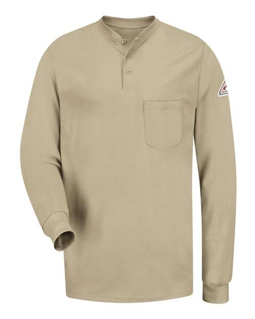 Bulwark Men's Long Sleeve Tagless Henley Shirt SEL2