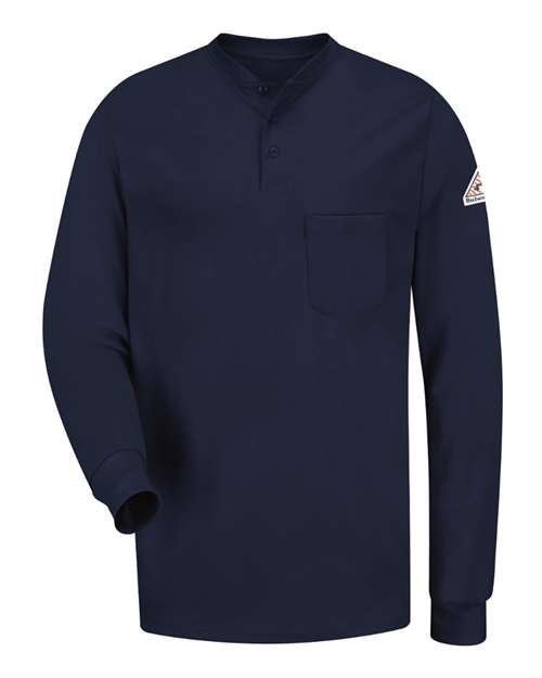 Bulwark Men's Long Sleeve Tagless Henley Shirt SEL2