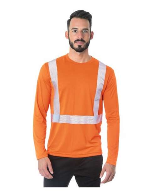 Bayside Unisex USA-Made Hi-Visibility Long Sleeve Performance T-Shirt - Segmented Tape 3740