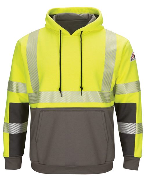 Bulwark Men's Hi-Visibility Color-Blocked Hooded Sweatshirt SMB4