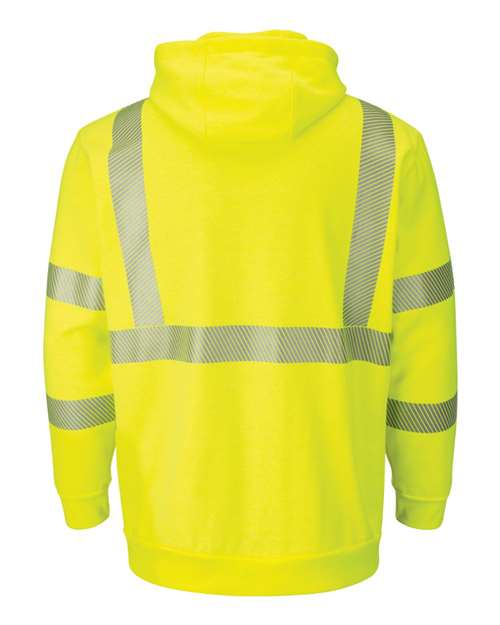 Bulwark Men's Tall Hi-Visibility Zip-Front Hooded Fleece Sweatshirt with Waffle Lining SMZ4HVT