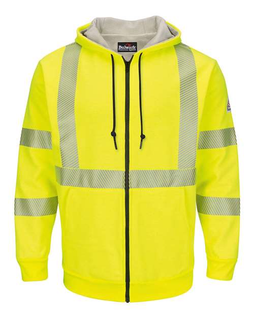 Bulwark Men's Tall Hi-Visibility Zip-Front Hooded Fleece Sweatshirt with Waffle Lining SMZ4HVT