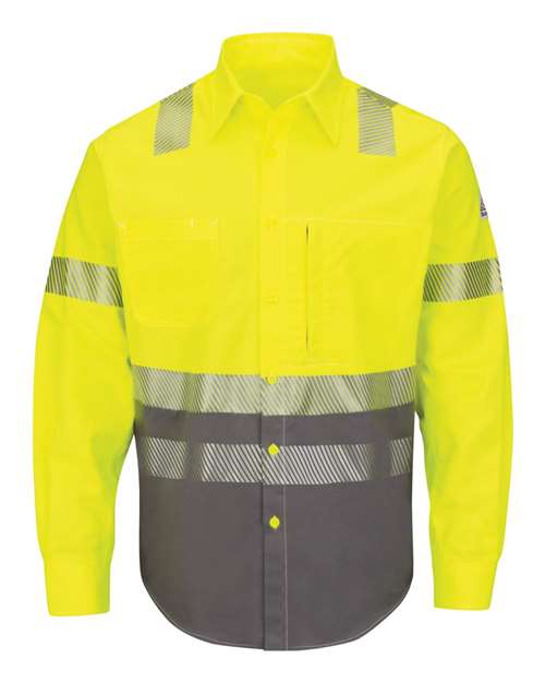 Bulwark Men's Tall Hi-Visibility Color Block Uniform Shirt - EXCEL FR® ComforTouch® - 7 oz. SLB4HT