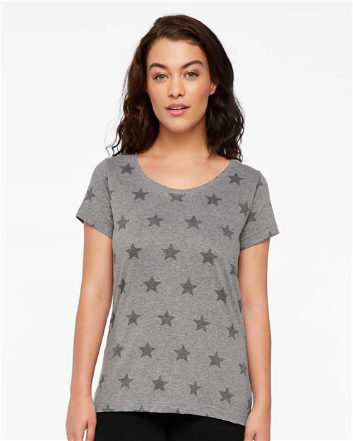 Code Five Women's Star Print Scoop Neck Tee 3629