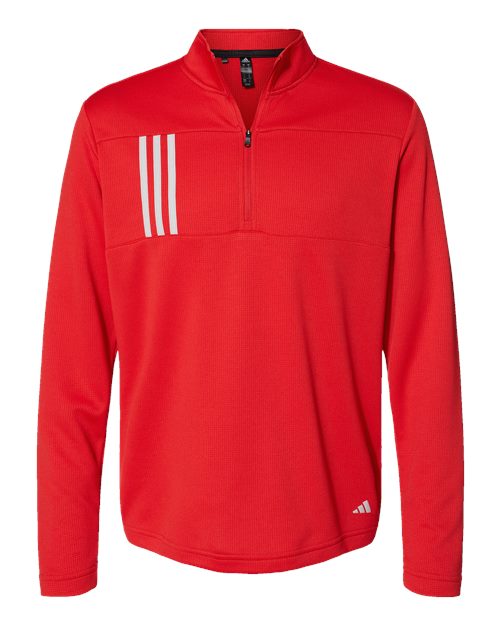 Adidas Men's 3-Stripes Double-Knit Quarter-Zip Pullover A482