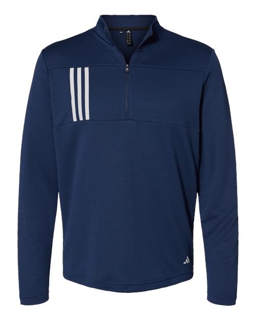 Adidas Men's 3-Stripes Double-Knit Quarter-Zip Pullover A482