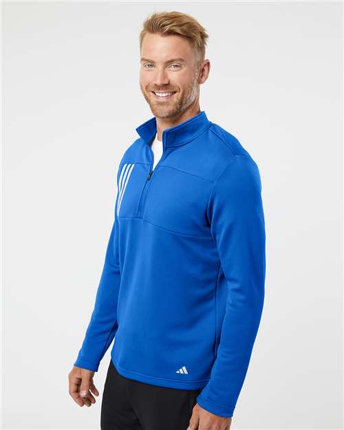 Adidas Men's 3-Stripes Double-Knit Quarter-Zip Pullover A482