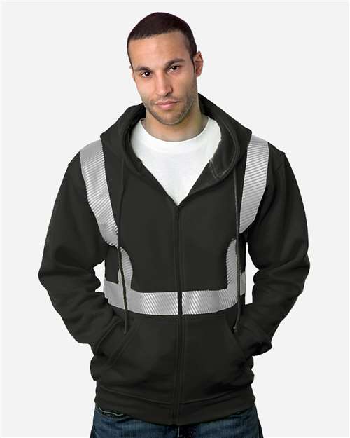 Bayside USA-Made Hi-Visibility Full-Zip Hooded Sweatshirt - Segmented Tape 3737