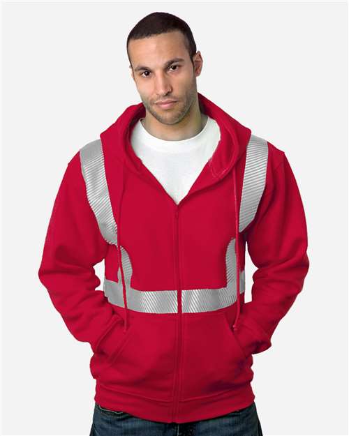 Bayside USA-Made Hi-Visibility Full-Zip Hooded Sweatshirt - Segmented Tape 3737