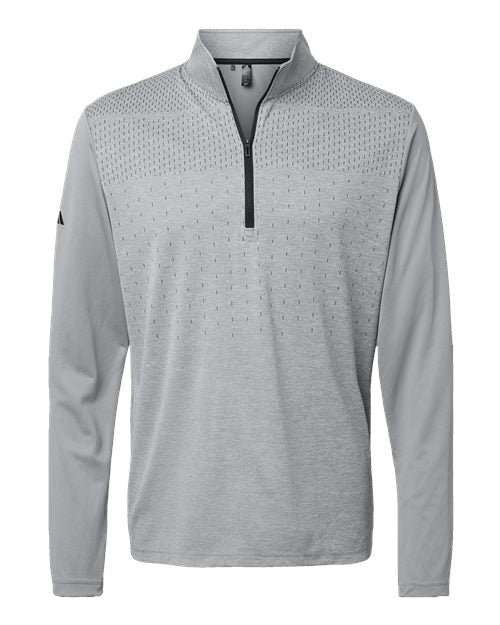 Adidas Men's Ultimate365 Heather Block Print Quarter-Zip Pullover A522