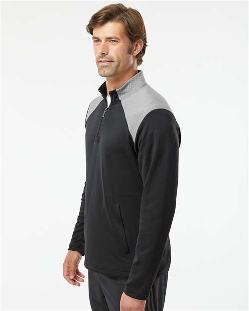Adidas Men's Textured Mixed Media Quarter-Zip Pullover A532